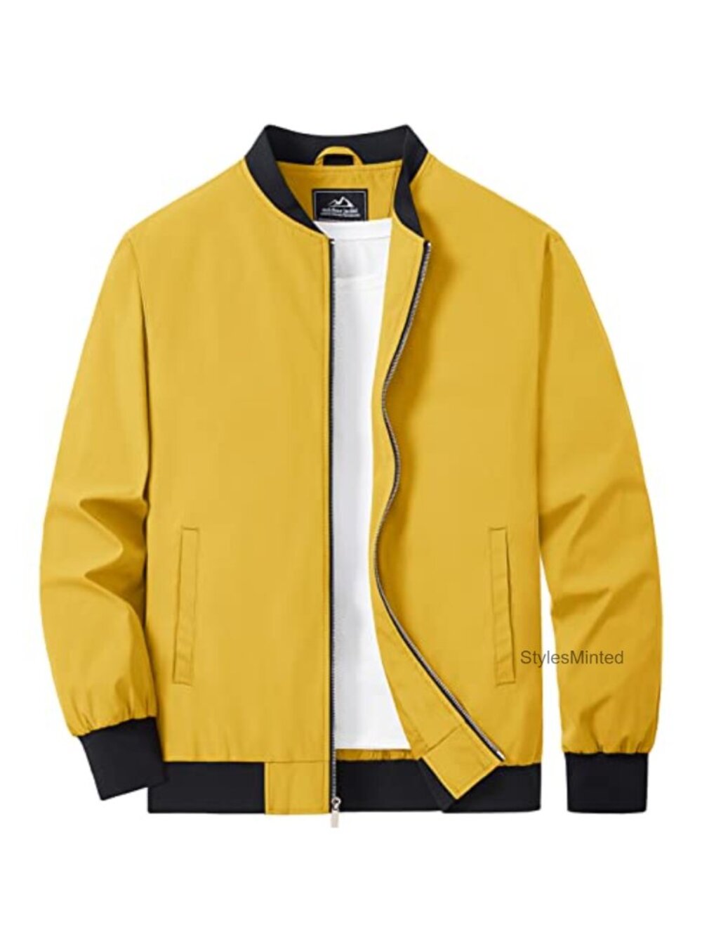Lightweight Bomber Jacket Zip Up Windbreaker Spring Golf Coat with Pockets
